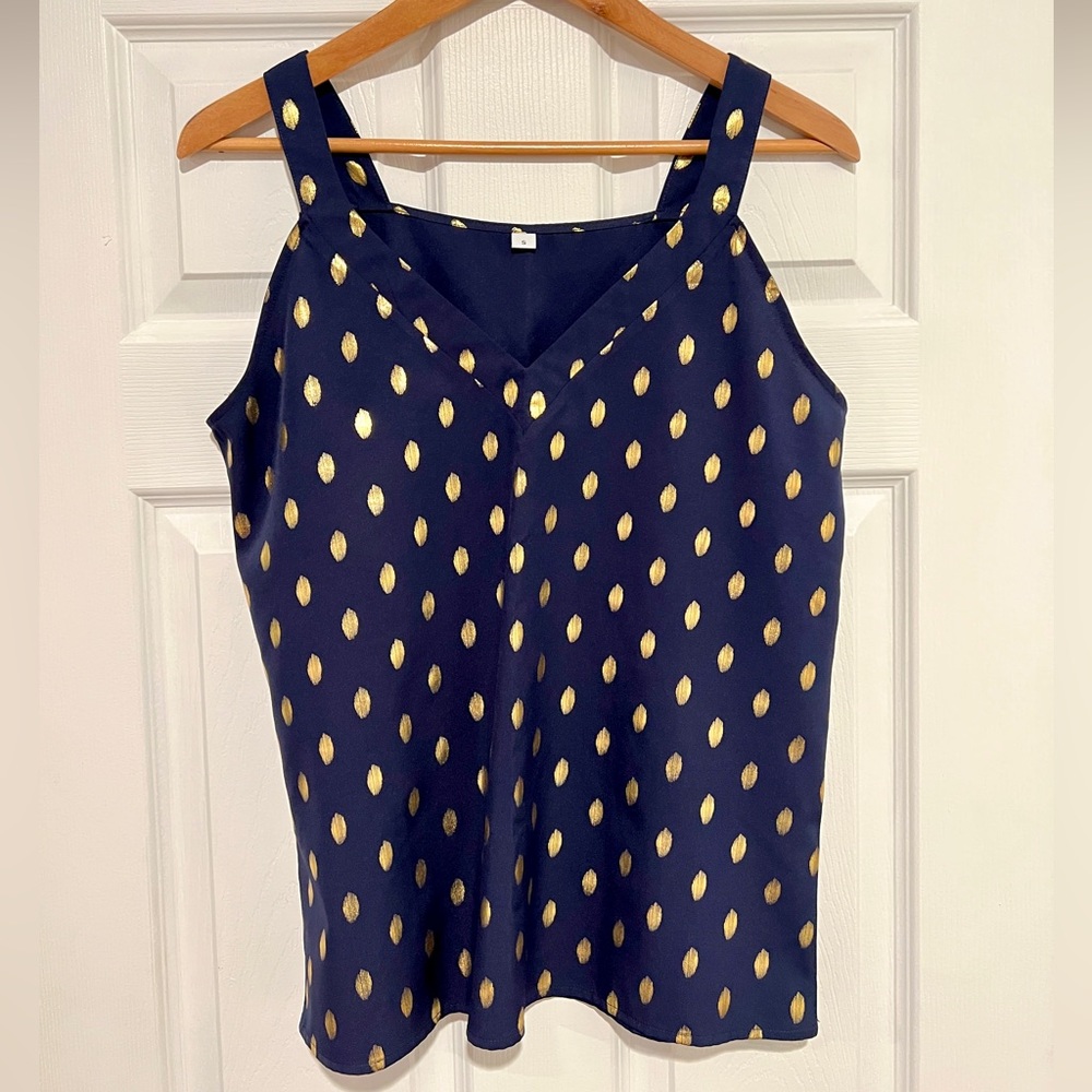 Navy & Gold V-Neck Tank